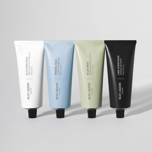 Blue Lagoon Signature Masks, Includes Facial Mask Targeting Hydration, Calmness, Exfoliation & Nourishment, Leaving Skin Glowing and Radiant, 4 pack