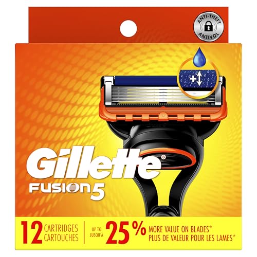 Gillette Fusion5 5-Blade Mens Razor Blade Refills, 12 Count, with Precision Trimmer