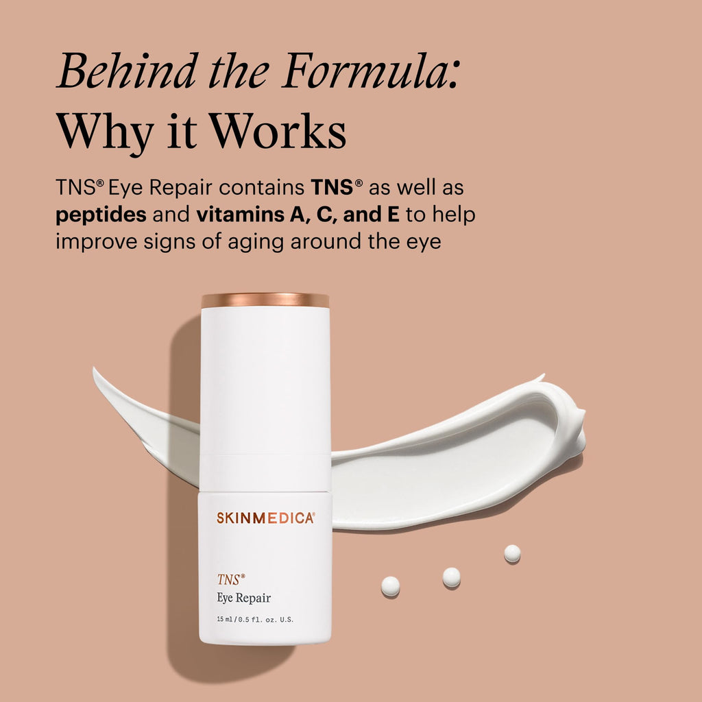 SkinMedica TNS Eye Repair - Hydrating Under Eye Moisturizer - Helps Improve the Look of Dark Circles & Wrinkles - Peptide & Vitamin-Infused Formula for Smoother, Radiant Look (0.5 Oz)