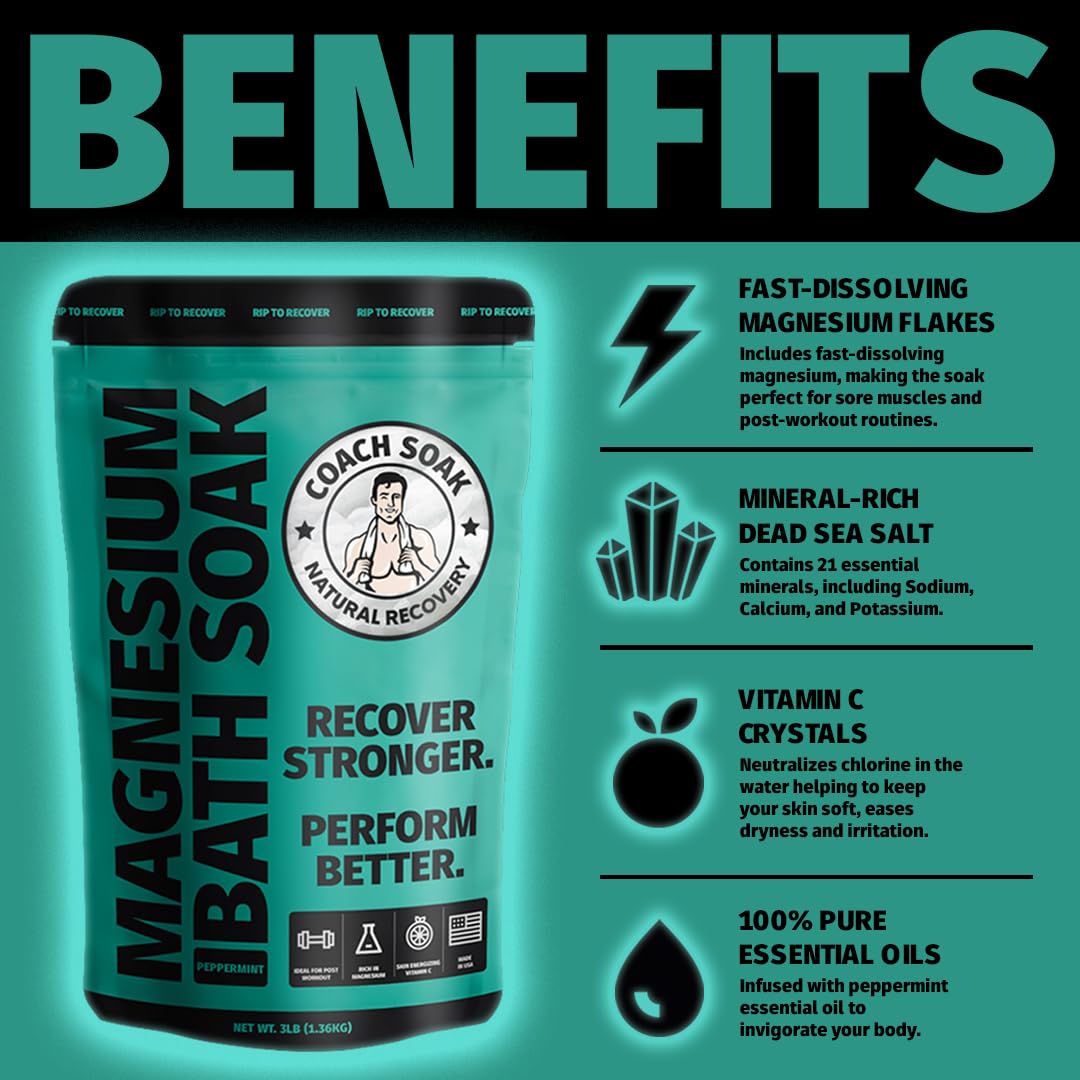Coach Soak Recovery Bath Soak - Alternative to Epsom Salt Magnesium Flakes