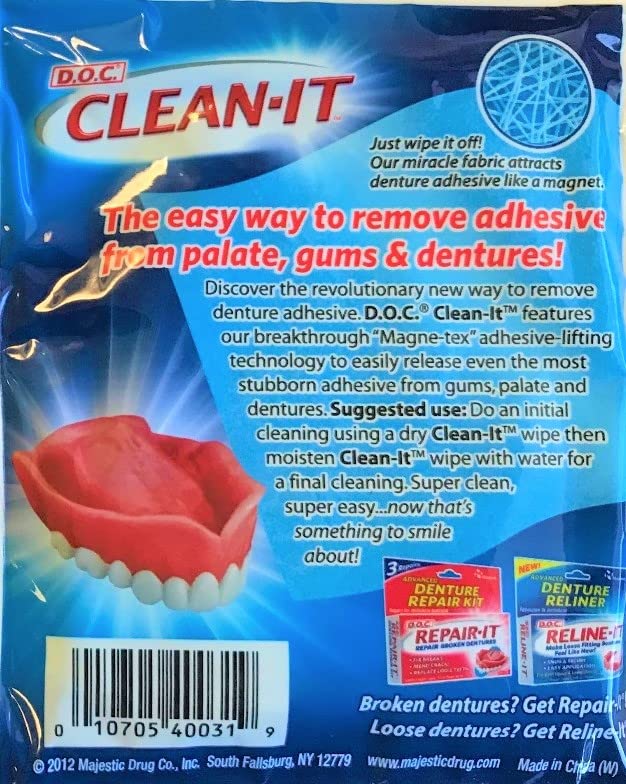 Clean It Denture Cleaning Wipes for Daily Care - 240 Count