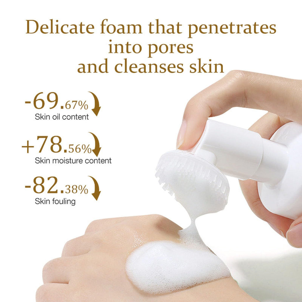 New Irven Rice Foaming Cleanser, Moisturizing Rice Facial Foam Cleanser with Silicone Brush, Deep Cleansing, Soothing & Exfoliating Face Wash for Sensitive Skin, Makeup Remover, for All Skin Types