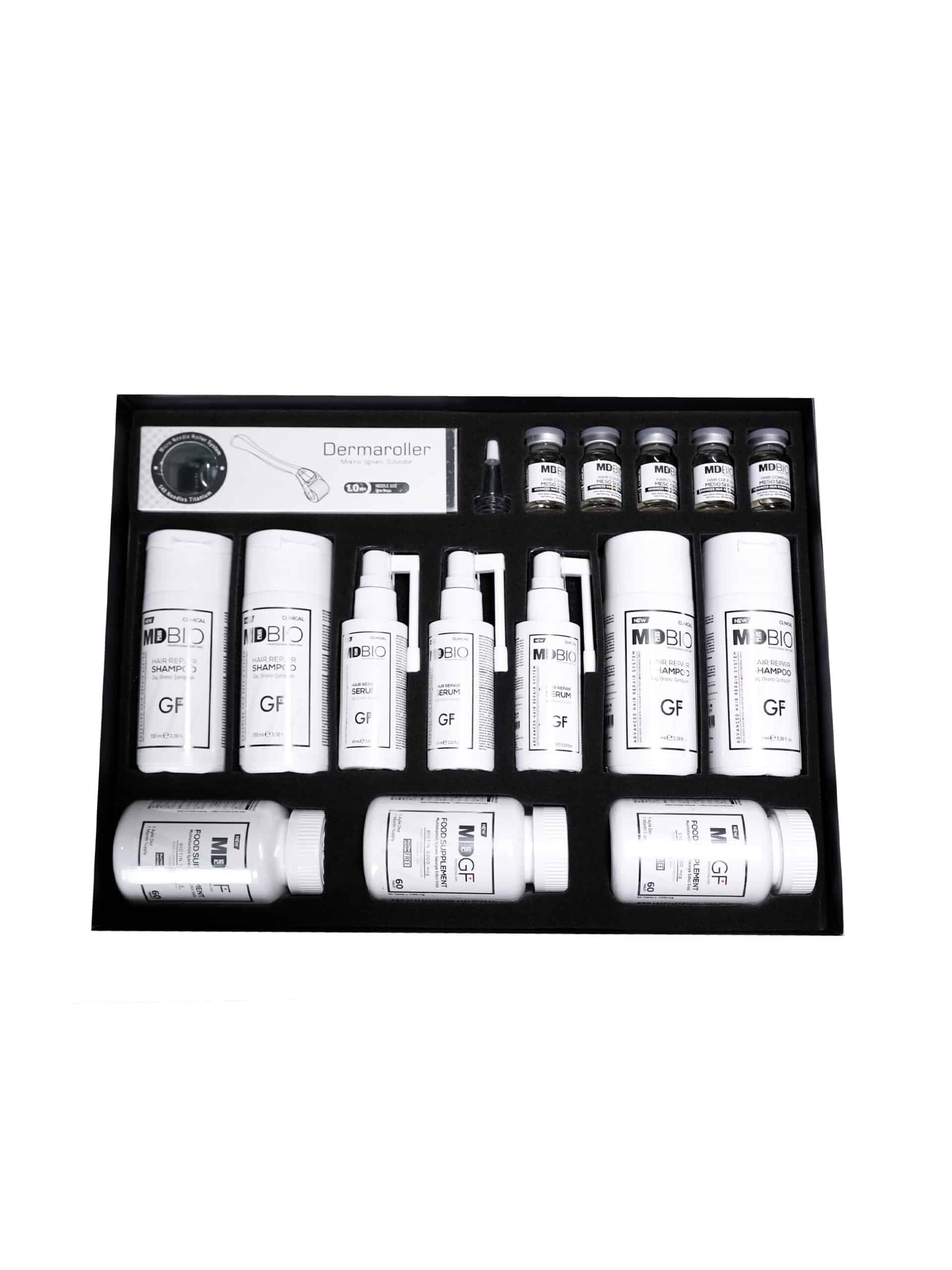 MD PLUS BIO Advanced Special Formula Package - Clinical Hair Transplant Repair Kit – Special Hair Care Set Containing; Shampoo, Serum, Multivitamins and Complex Meso Serum - Biotin, Keratin, Collagen