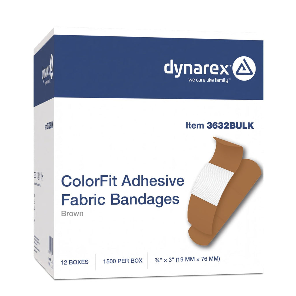 Dynarex ColorFit Brown Fabric Bandages 3/4 x 3 Inch
