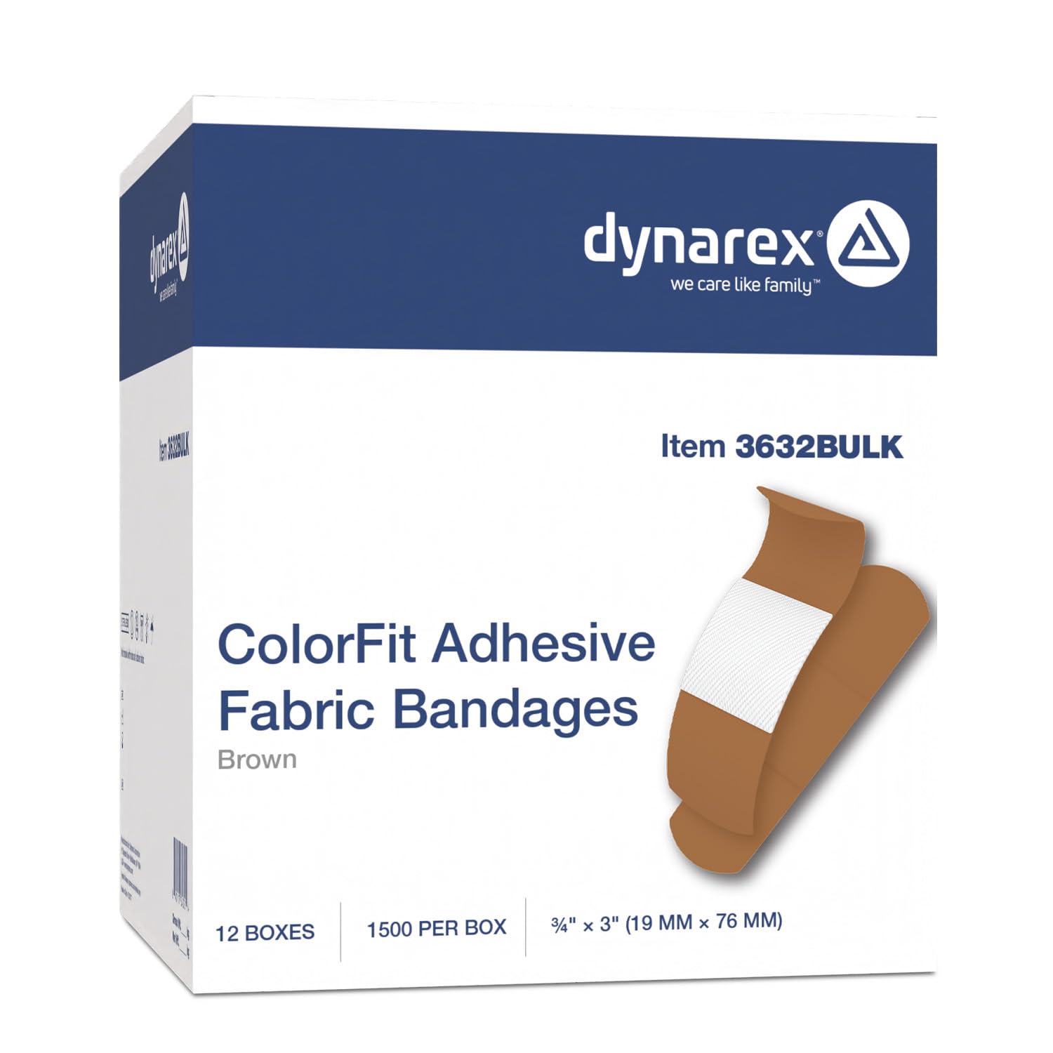 Dynarex ColorFit Brown Fabric Bandages 3/4 x 3 Inch