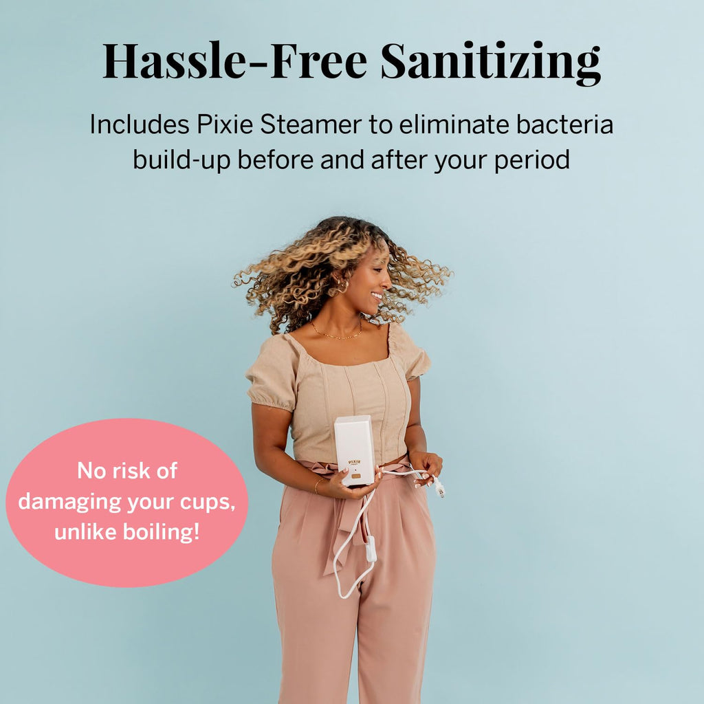 Pixie Reusable Menstrual Cup Set with Applicator & Sterilizer