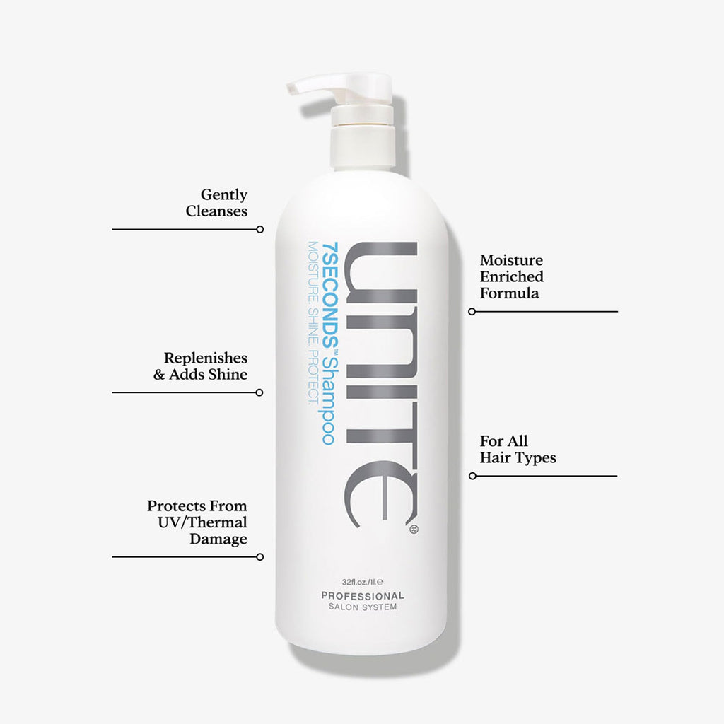 UNITE Hair – 7SECONDS Shampoo, Conditioner & U Oil – Professional-Size System for Deep Hydration, Repair & Brilliant Shine – UV & Heat Protection – 32 Fl Oz, 32 Fl Oz & 4 Fl Oz