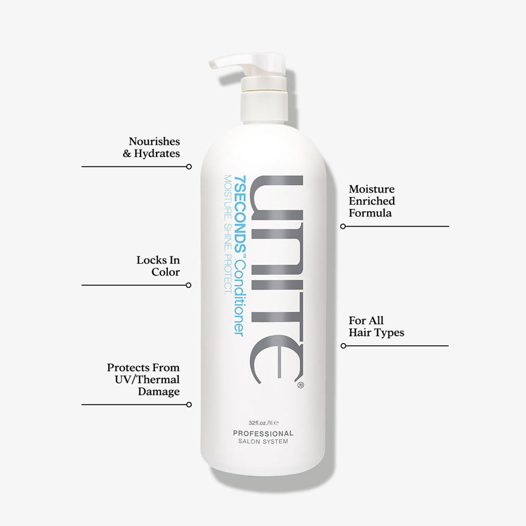 UNITE Hair – 7SECONDS Shampoo, Conditioner & U Oil – Professional-Size System for Deep Hydration, Repair & Brilliant Shine – UV & Heat Protection – 32 Fl Oz, 32 Fl Oz & 4 Fl Oz