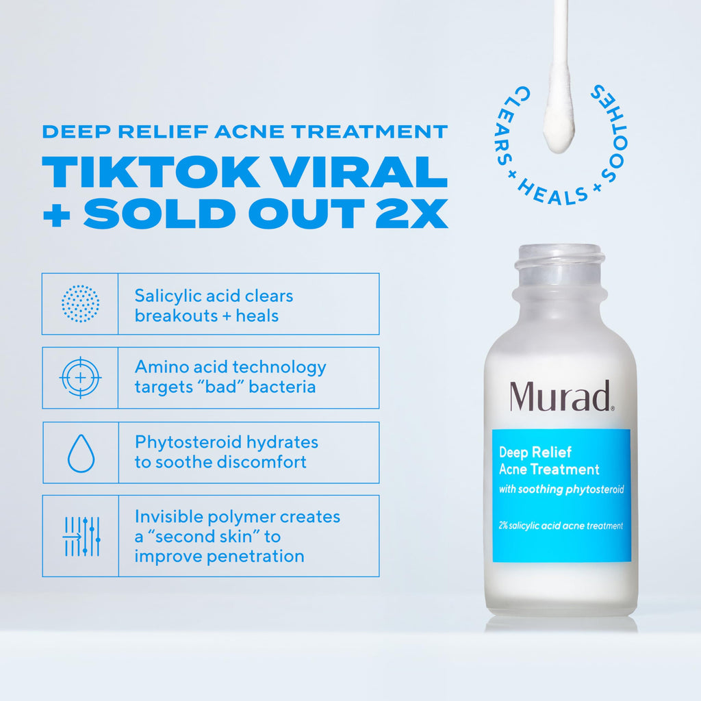 Murad Acne Dual Treatment Combo - Deep Relief and Biome-Balancing Spot Treatments with Triple Acids and Phytosteroids for Maximum Strength Clearing and Preventing Deep Painful Breakouts, Set of 2