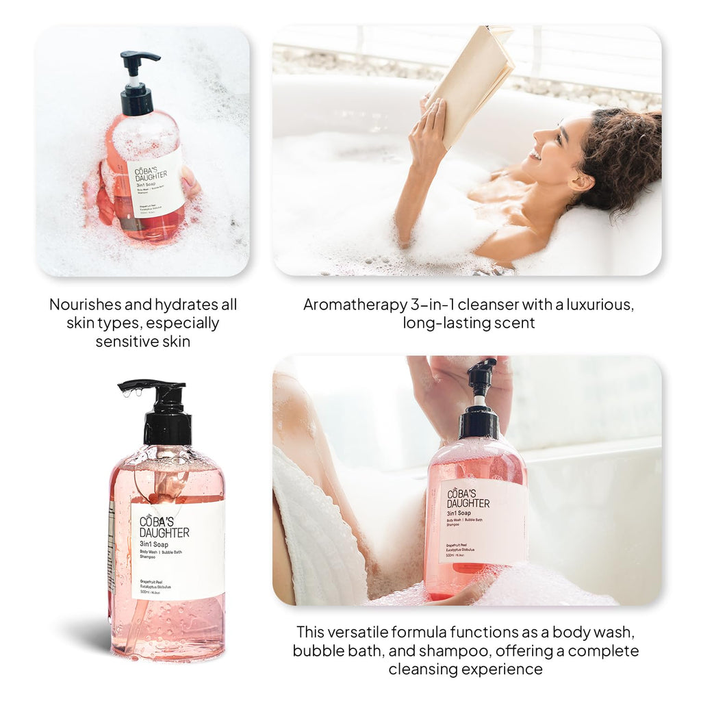 COBA’S DAUGHTER Stress Relief Bundle for Self Care Rituals | Coffee Scrub for Cellulite, Pure Aloe Vera Gel for Sunburn Relief, and 3-in-1 Grapefruit Body Wash