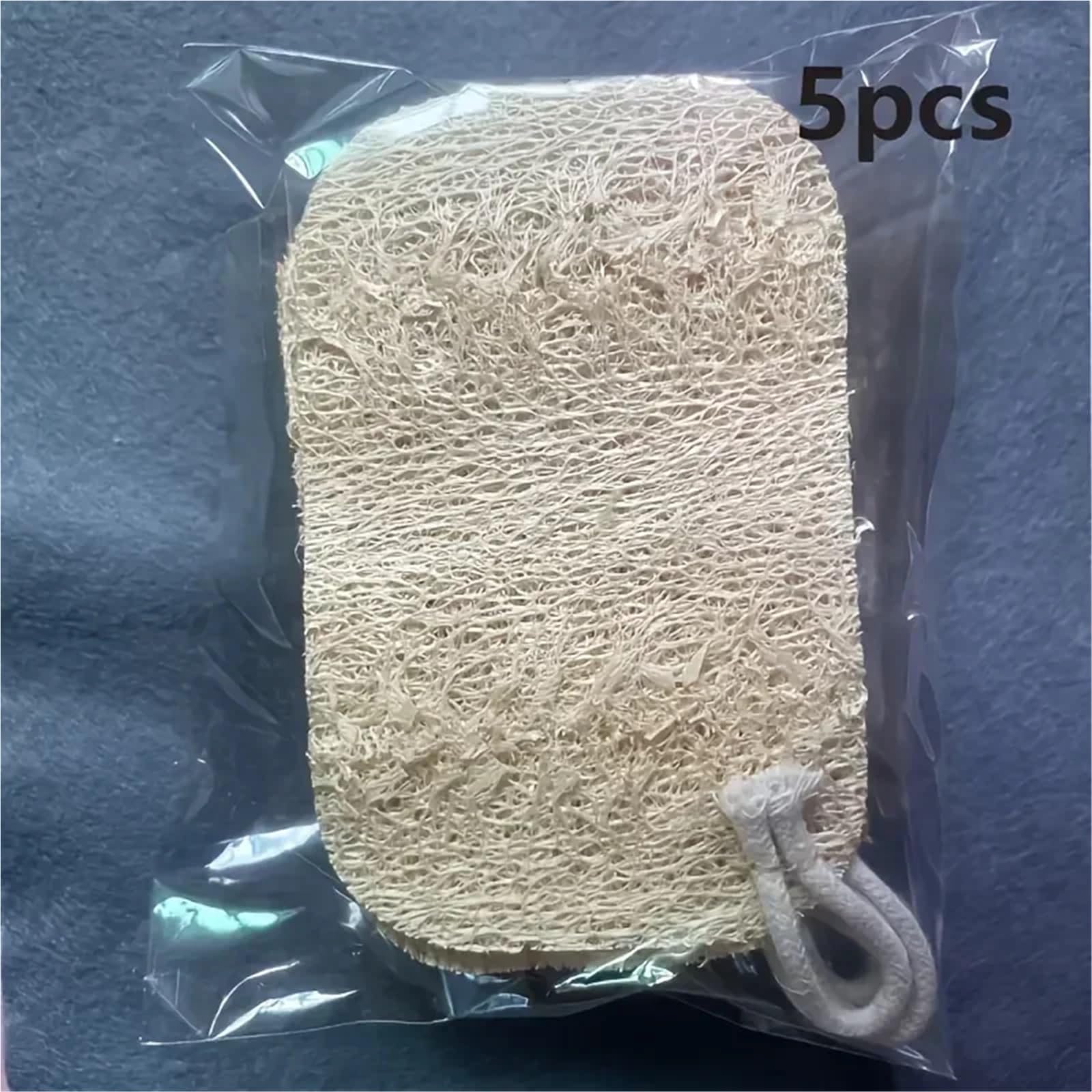5pcs-Pack Natural Loofah Sponge Bath Scrubbers - Gentle Body Exfoliators for Men & Women, Ideal for Kitchen/Bathroom Cleaning