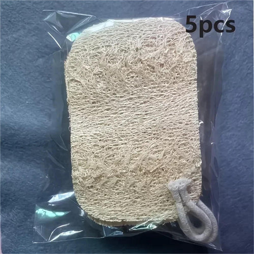 5pcs-Pack Natural Loofah Sponge Bath Scrubbers - Gentle Body Exfoliators for Men & Women, Ideal for Kitchen/Bathroom Cleaning