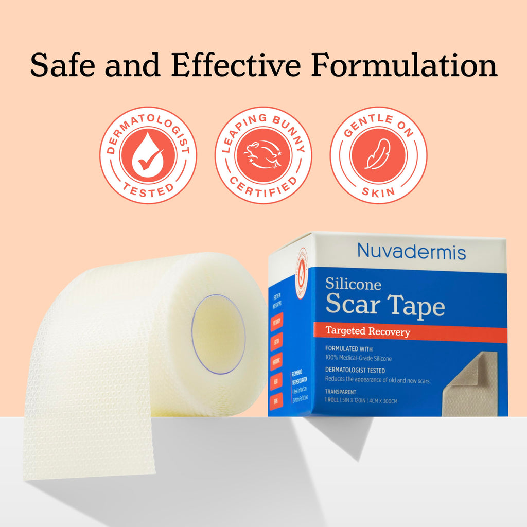 NUVADERMIS Clear Silicone Scar Tape for Surgical Scars