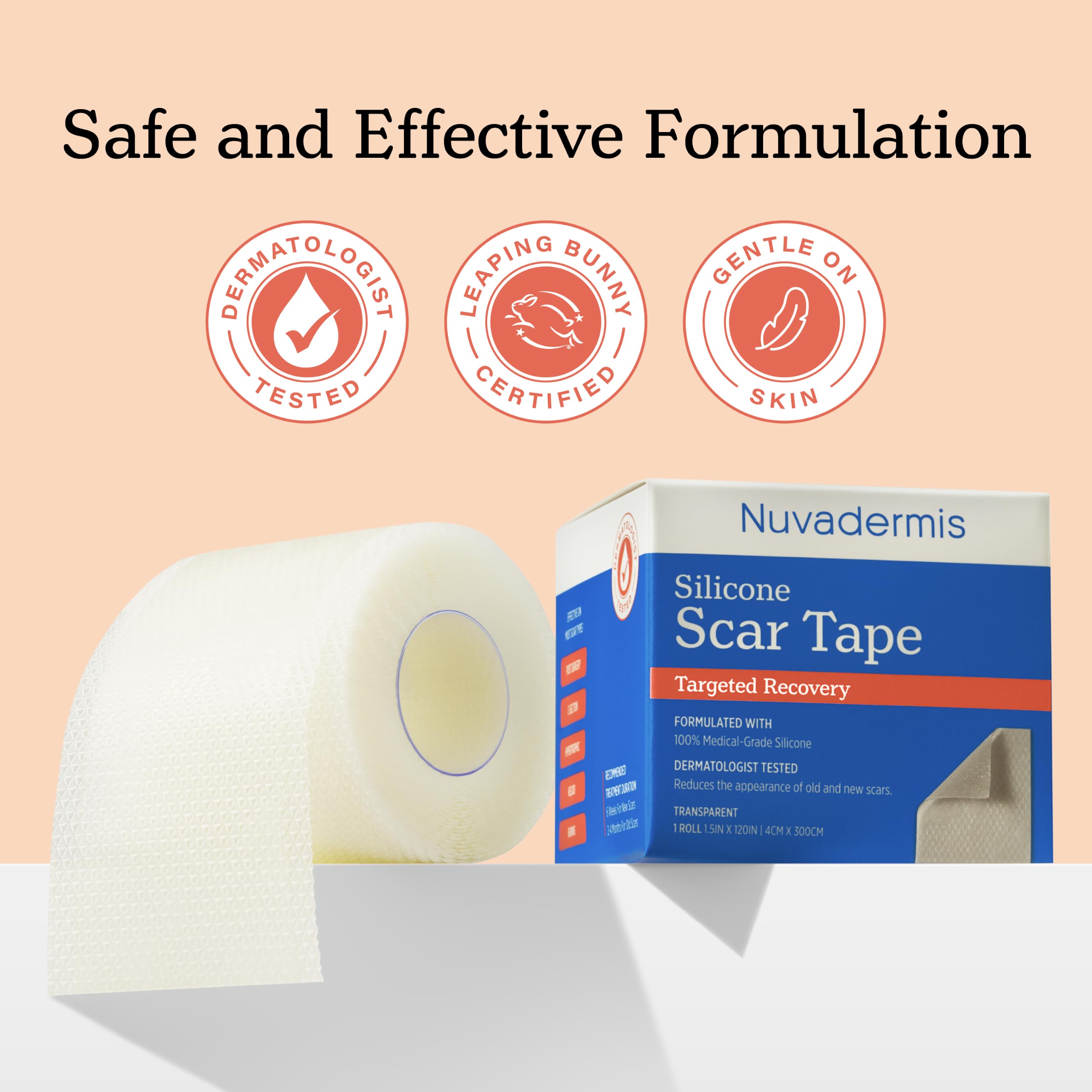 NUVADERMIS Clear Silicone Scar Tape for Surgical Scars