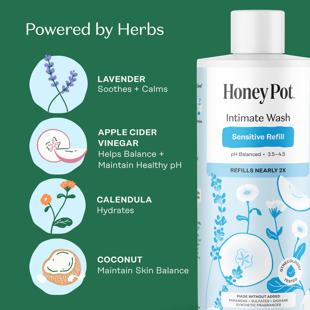 The Honey Pot Sensitive Feminine Wash Refill 10.5 oz 12-Pack