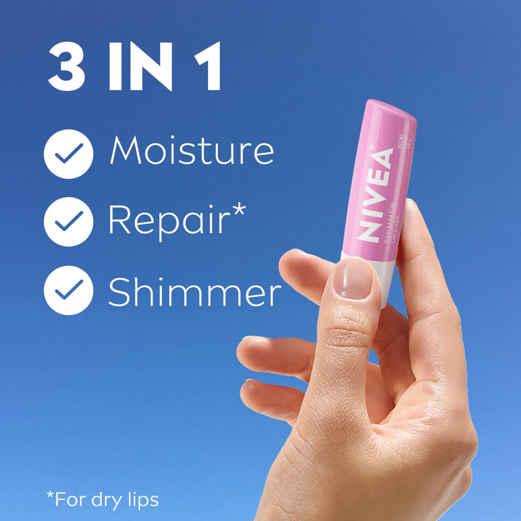 NIVEA Smoothness Lip Care, Sunscreen Lip Balm with SPF 15 Broad Spectrum, Shea Butter, Nourishing Oils and Vitamin C & E, 3-in-1 Moisture, Repair and Sunscreen, 0.17 Oz Stick, Pack of 4