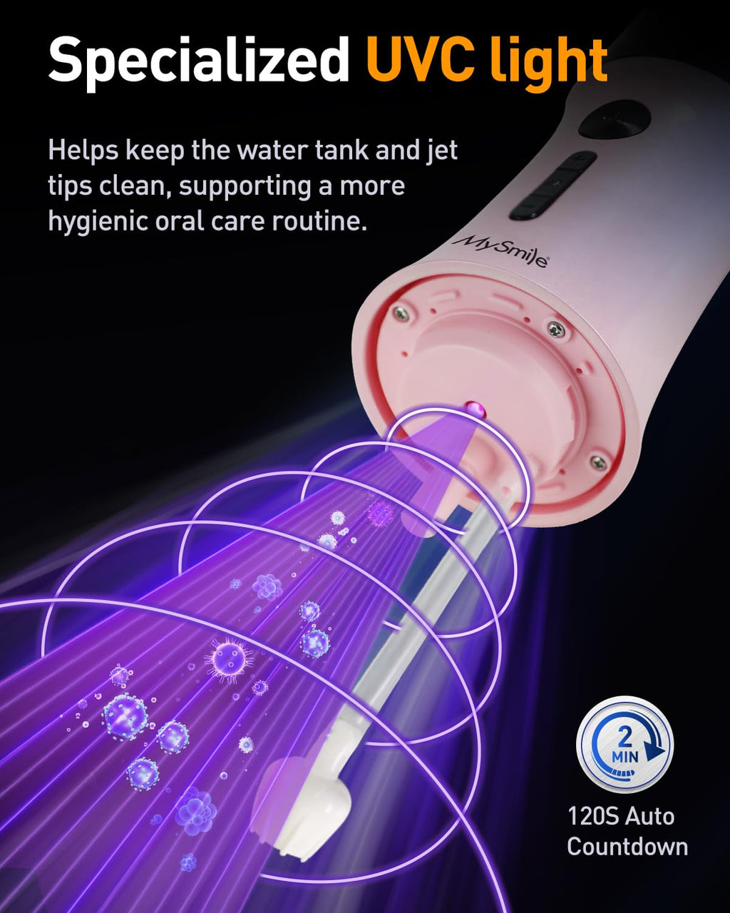 MySmile LP221 Cordless Water Flosser with UVC & OLED Display