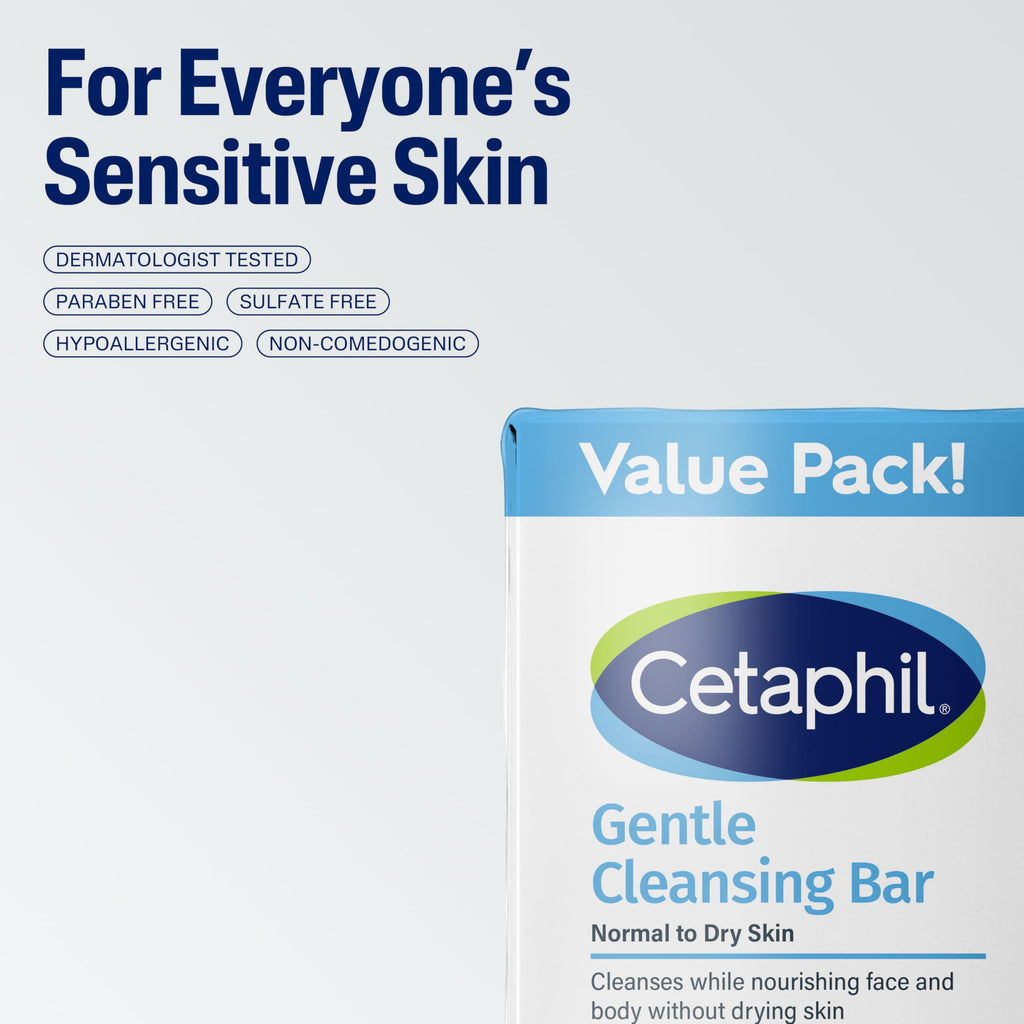 CETAPHIL Gentle Dry To Normal Sensitive Bar Pack Face Body Glycerin