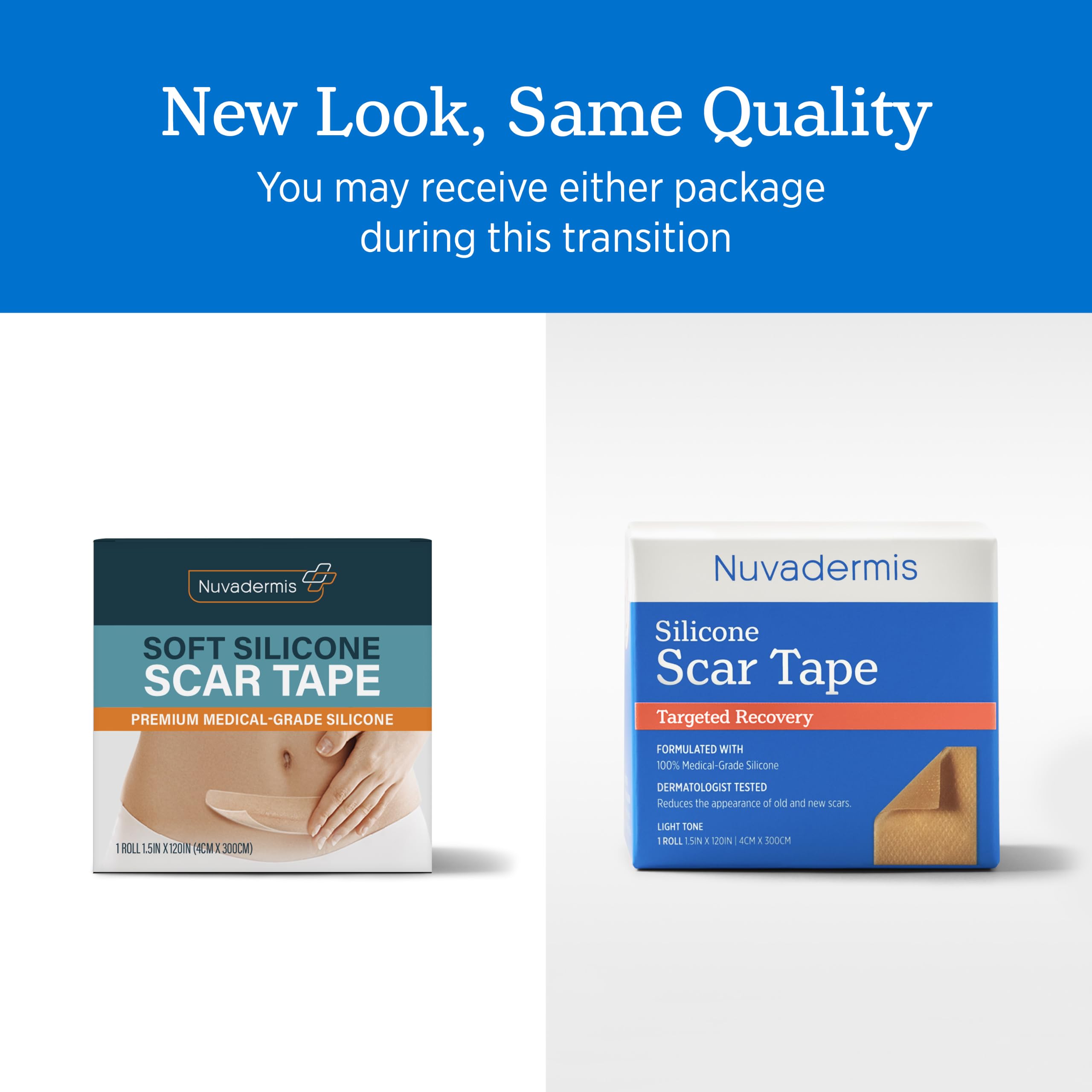 NUVADERMIS Clear Silicone Scar Tape for Surgical Scars
