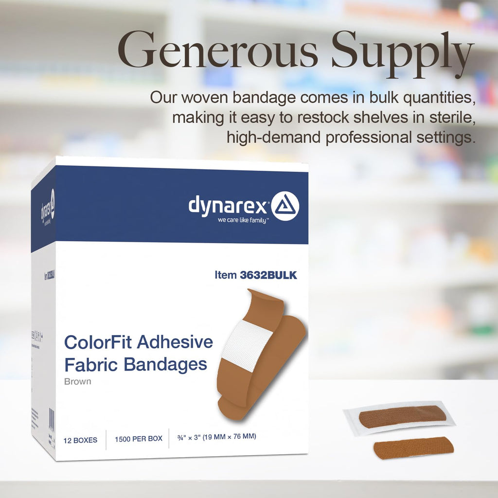 Dynarex ColorFit Brown Fabric Bandages 3/4 x 3 Inch