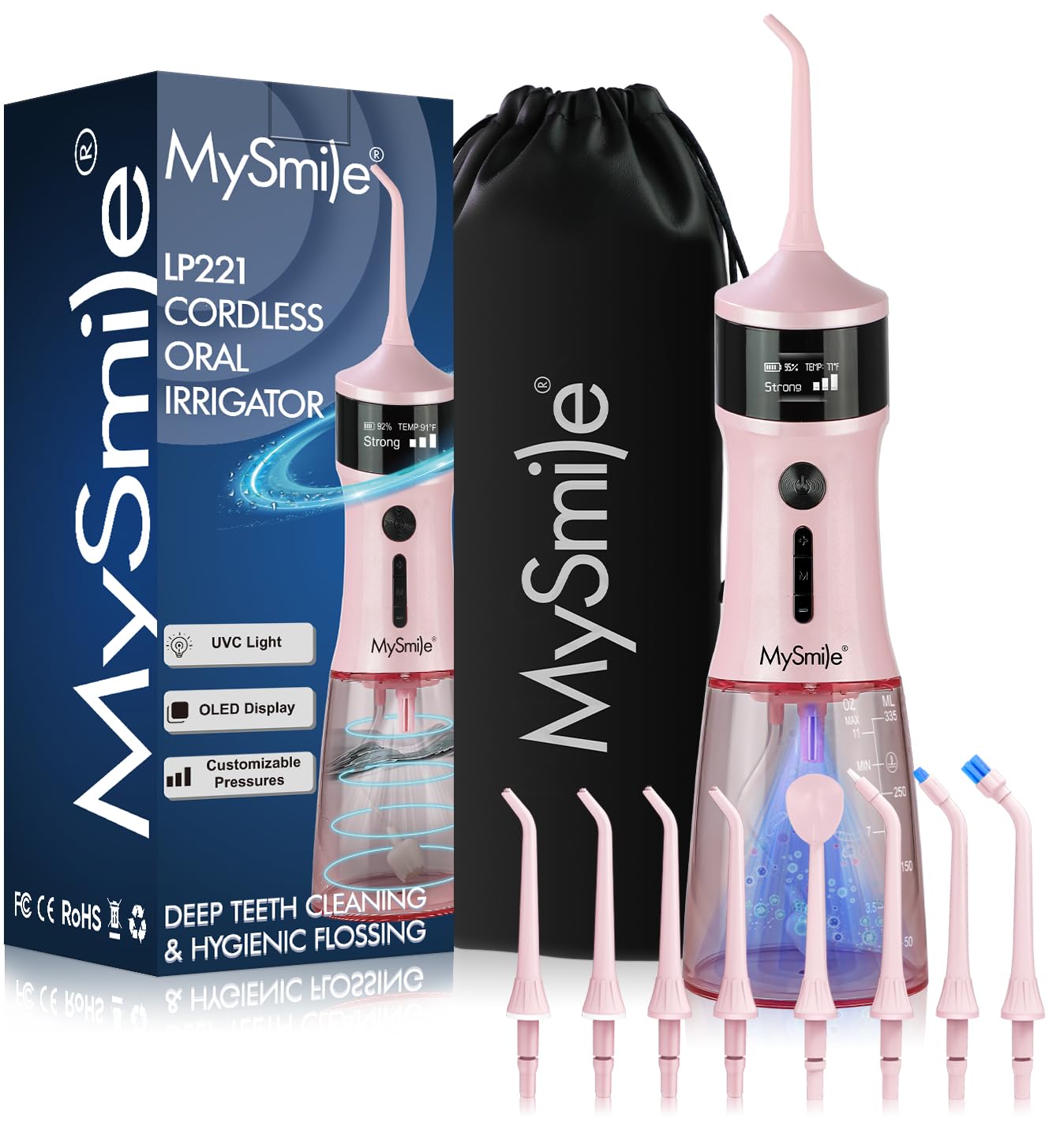 MySmile LP221 Cordless Water Flosser with UVC & OLED Display