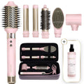 ELLA BELLA® 6-in-1 Hot Air Styler Pink & Heat Protectant Spray • Powerful Hair Dryer Set for Fast Curling, Volumizing, Straightening • Includes Travel Case • UV Shield & Nourishing Hair Care
