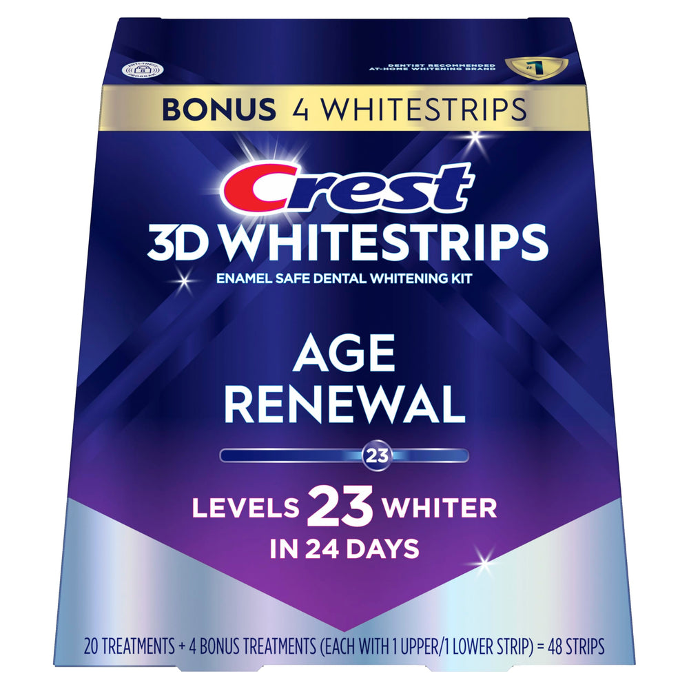 Crest 3D Whitestrips Age Renewal Teeth Whitening Kit, 24 Treatments