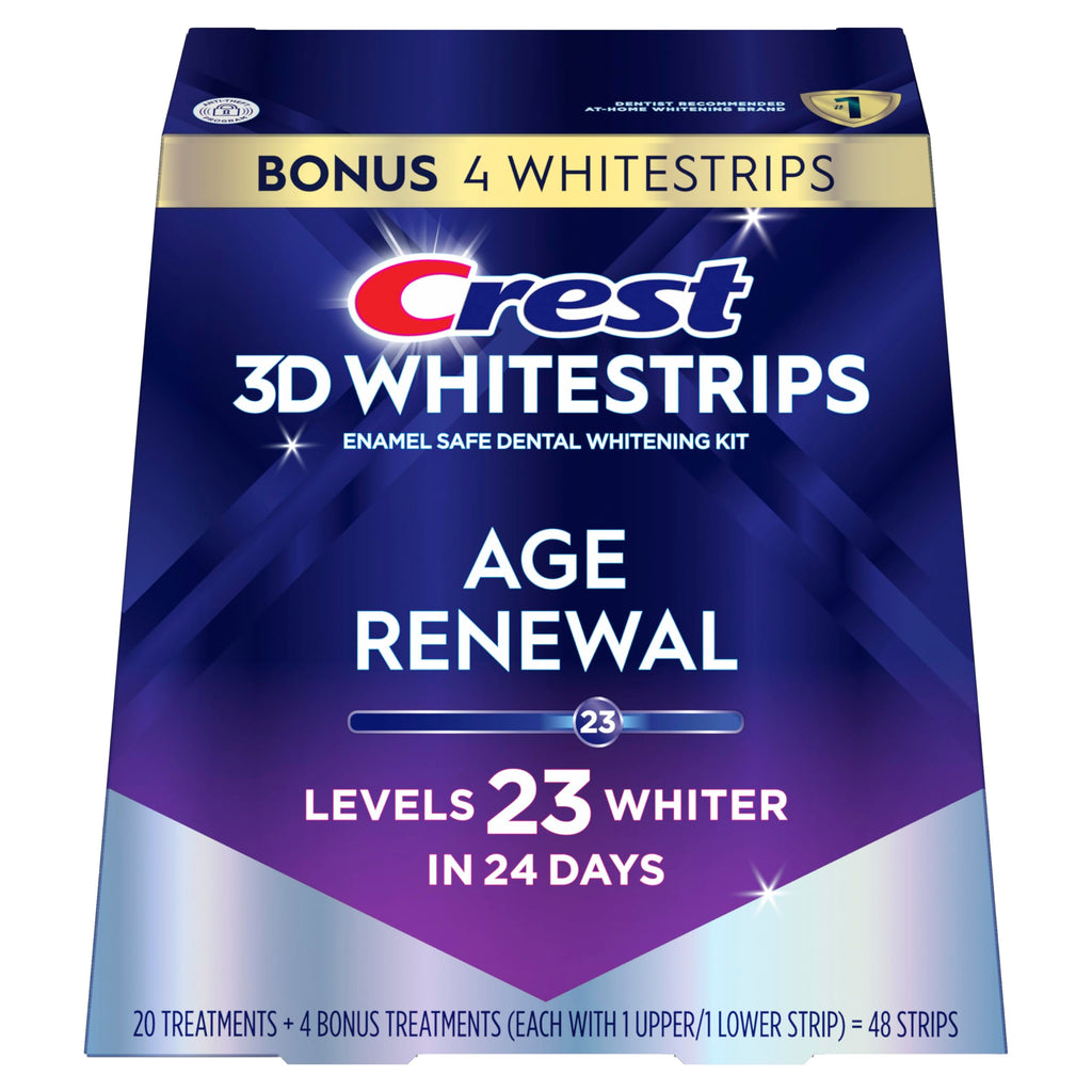 Crest 3D Whitestrips Age Renewal Teeth Whitening Kit, 24 Treatments