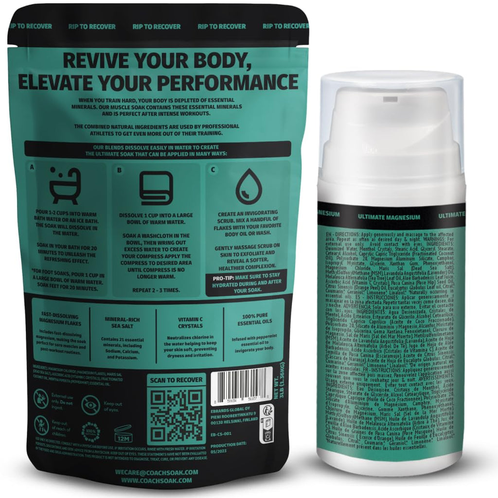Coach Soak Recovery Bath Soak - Alternative to Epsom Salt Magnesium Flakes