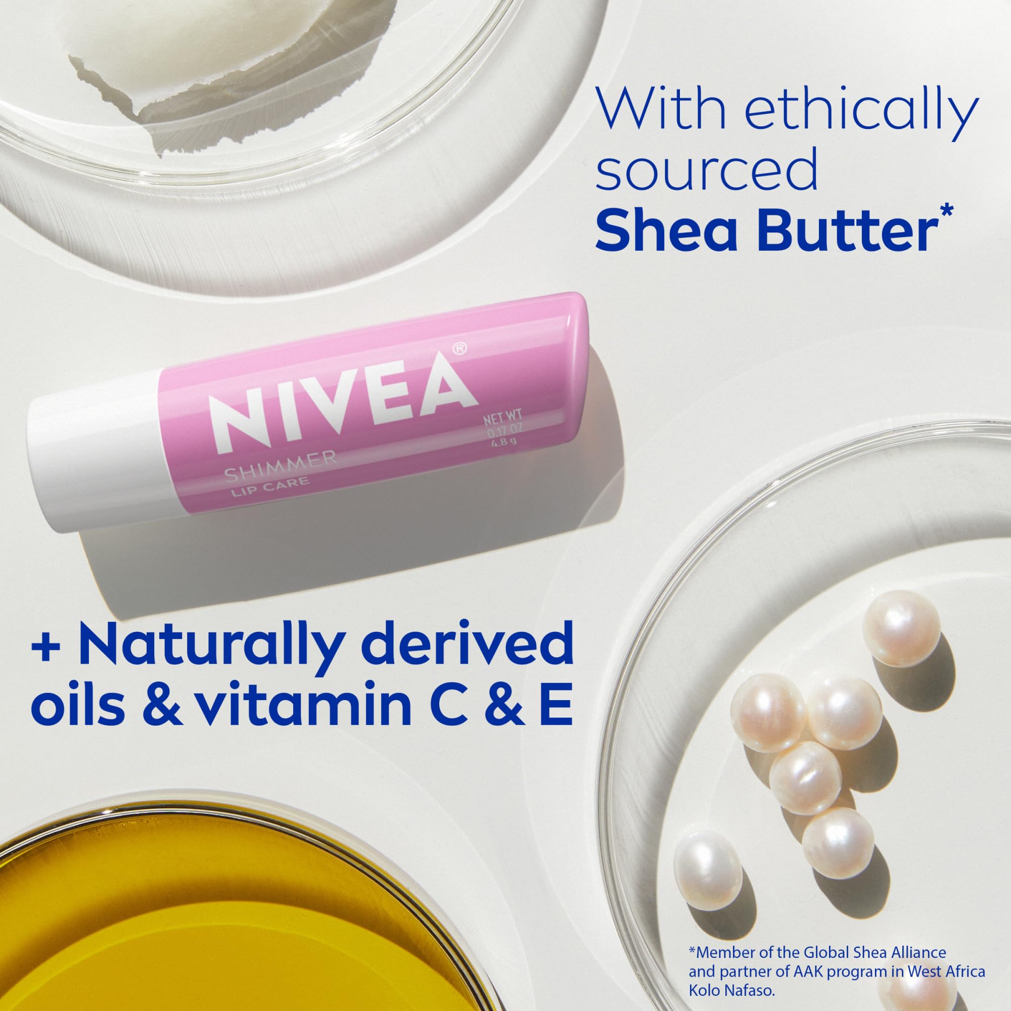 NIVEA Smoothness Lip Care, Sunscreen Lip Balm with SPF 15 Broad Spectrum, Shea Butter, Nourishing Oils and Vitamin C & E, 3-in-1 Moisture, Repair and Sunscreen, 0.17 Oz Stick, Pack of 4