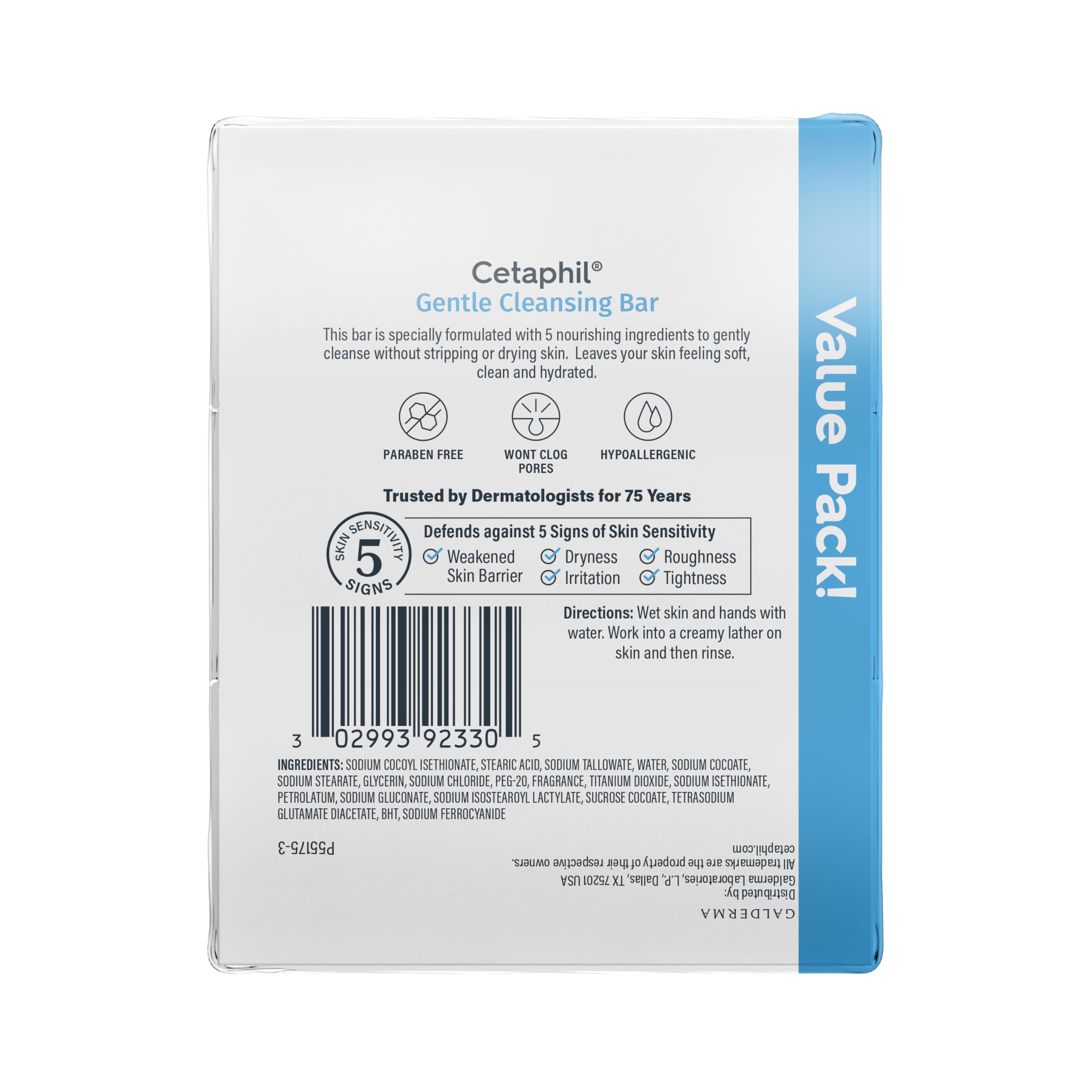 CETAPHIL Gentle Dry To Normal Sensitive Bar Pack Face Body Glycerin