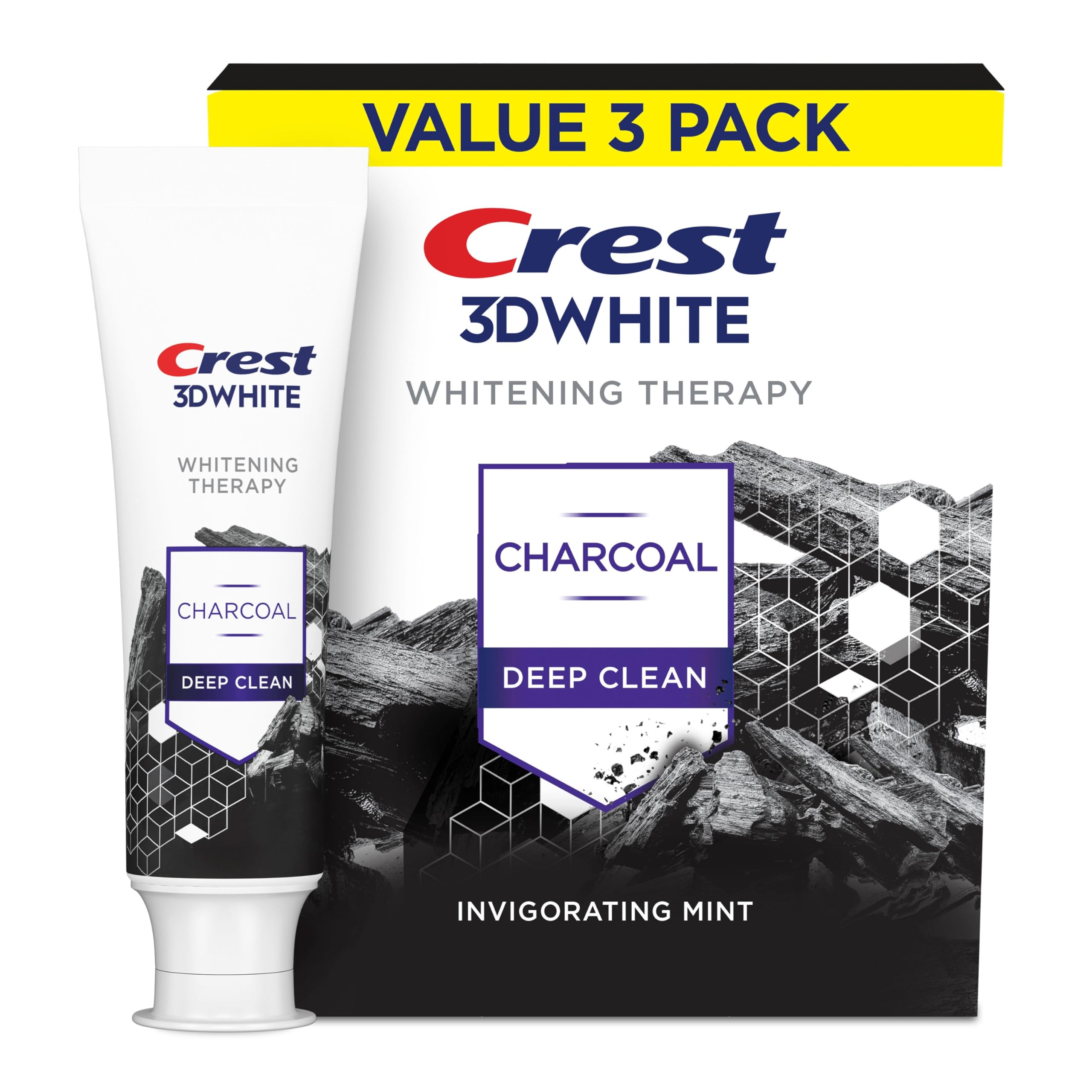 Crest 3D White Charcoal Whitening Toothpaste 4.6 oz 3-Pack