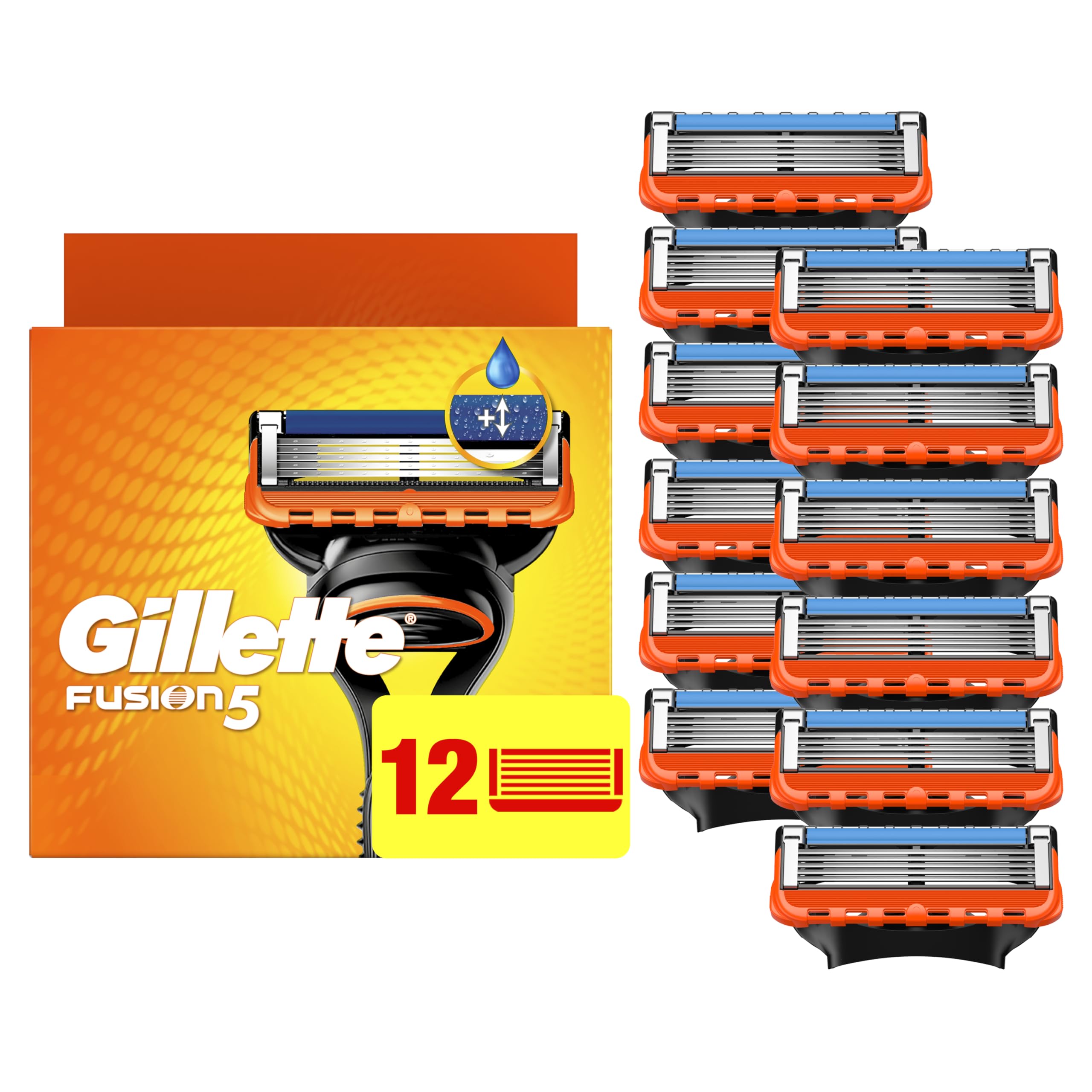 Gillette Fusion5 5-Blade Mens Razor Blade Refills, 12 Count, with Precision Trimmer