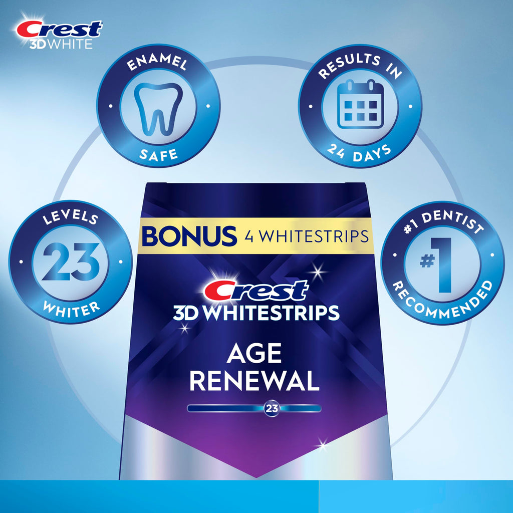 Crest 3D Whitestrips Age Renewal Teeth Whitening Kit, 24 Treatments