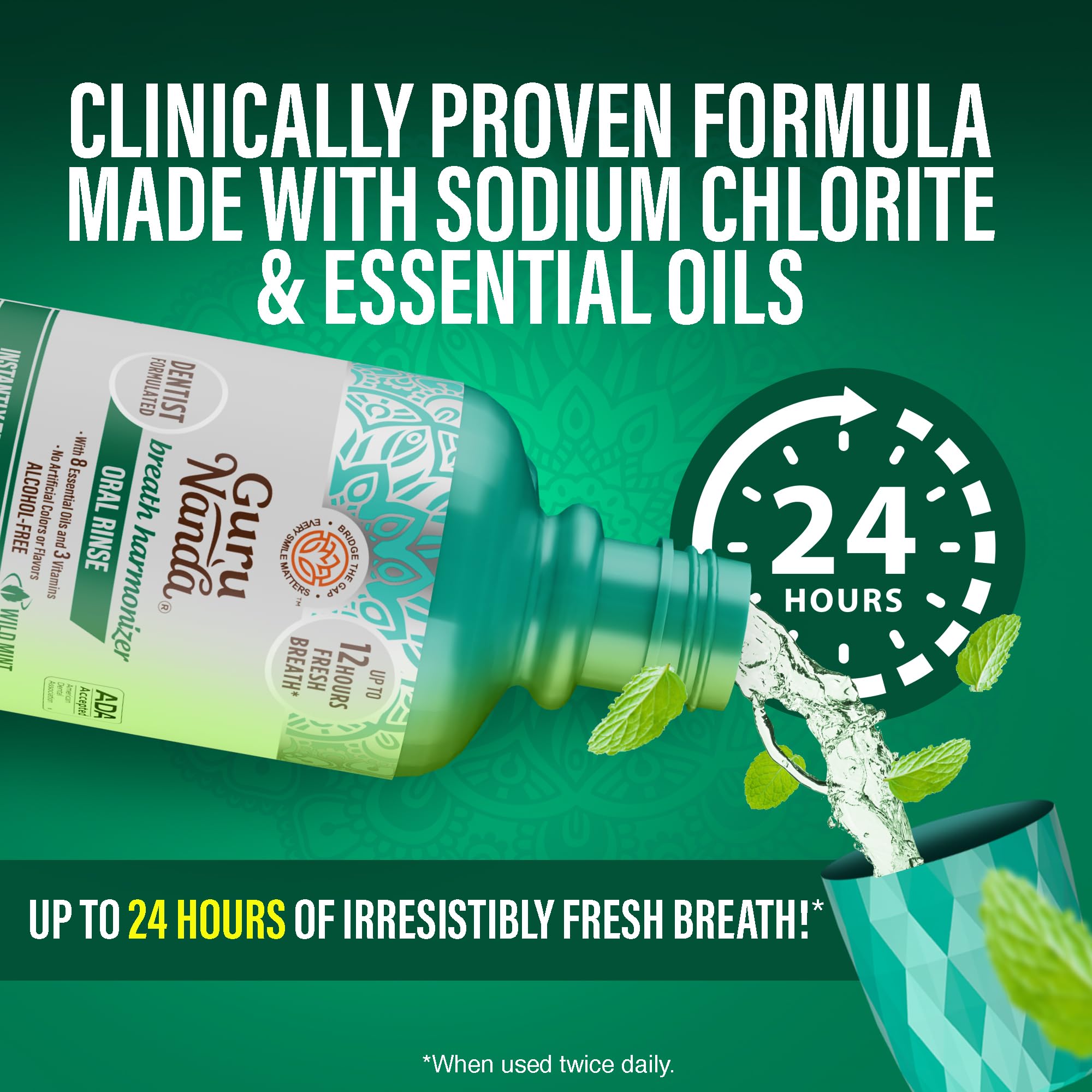 GuruNanda Fresh Breath Mouthwash for Daily Oral Care
